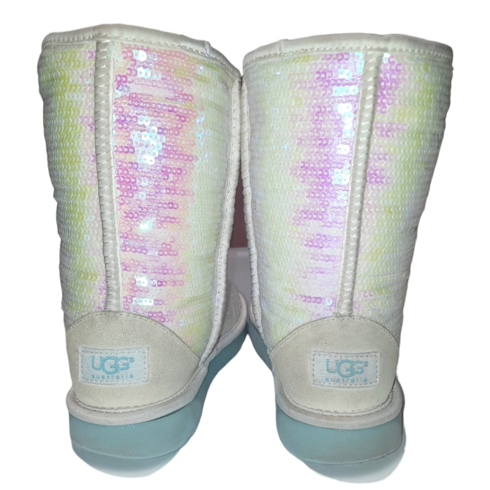 UGG Iridescent Sequin Short Boots Classic I Do! Bridal Sparkle Mermaid Boho 7 - Picture 4 of 9